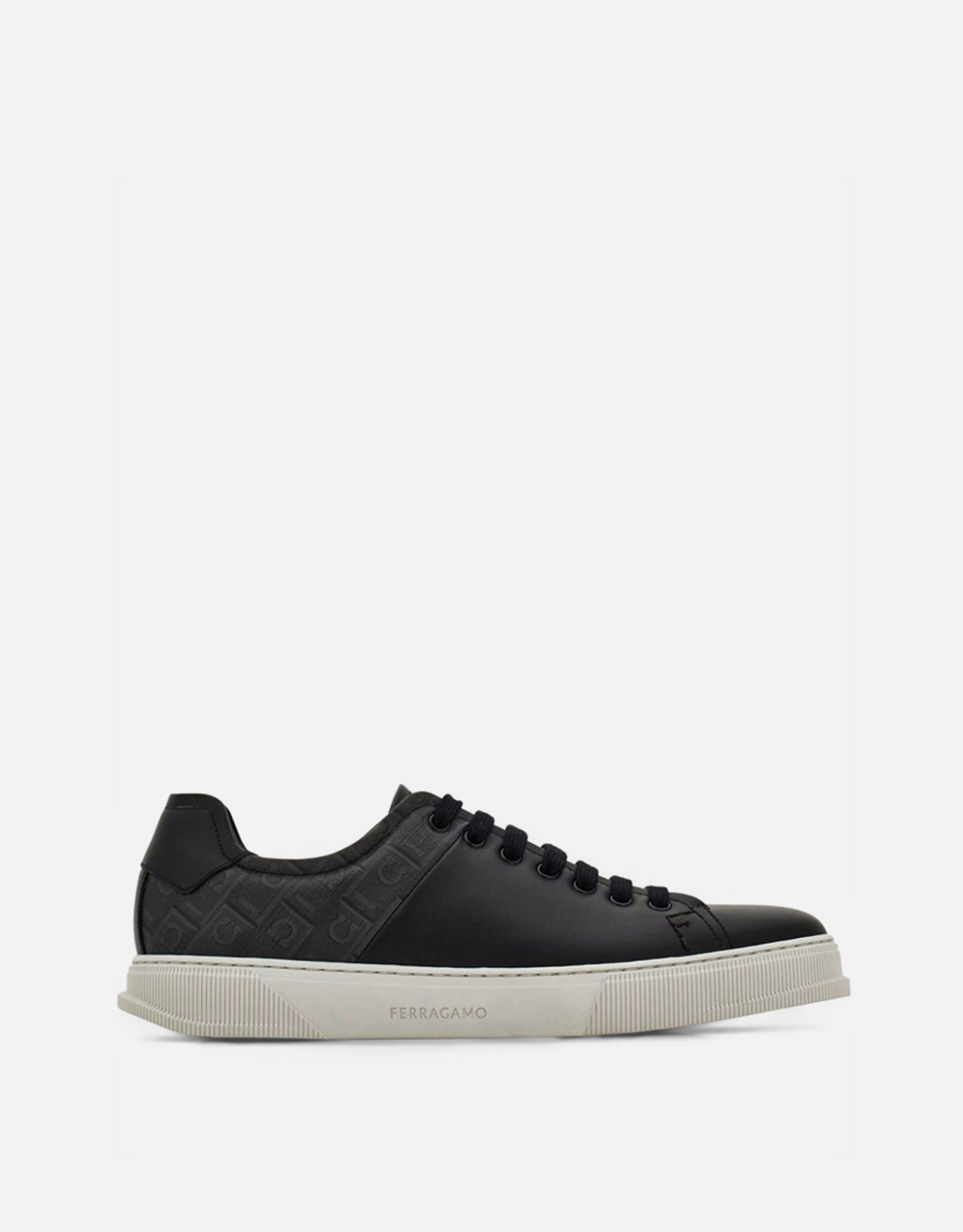 Salvatore Ferragamo Men's Calfskin Leather And Jacquard Fabric Low