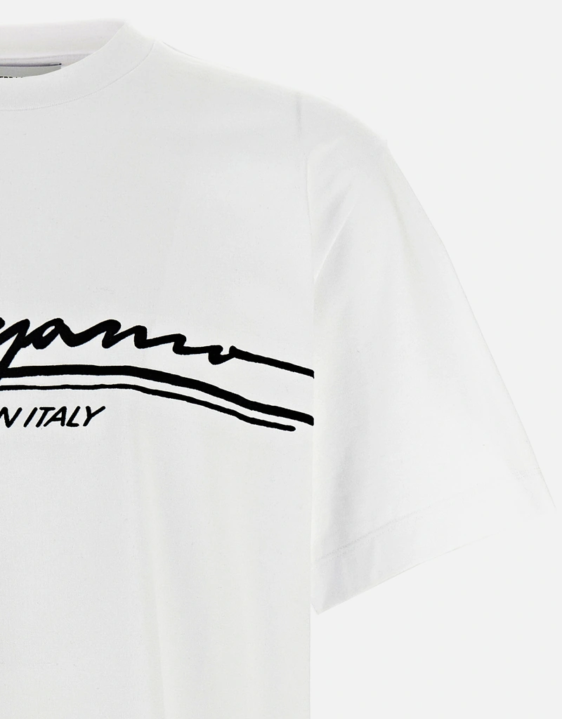 Salvatore Ferragamo メンズ クルーネックTシャツ プリントサイン入り