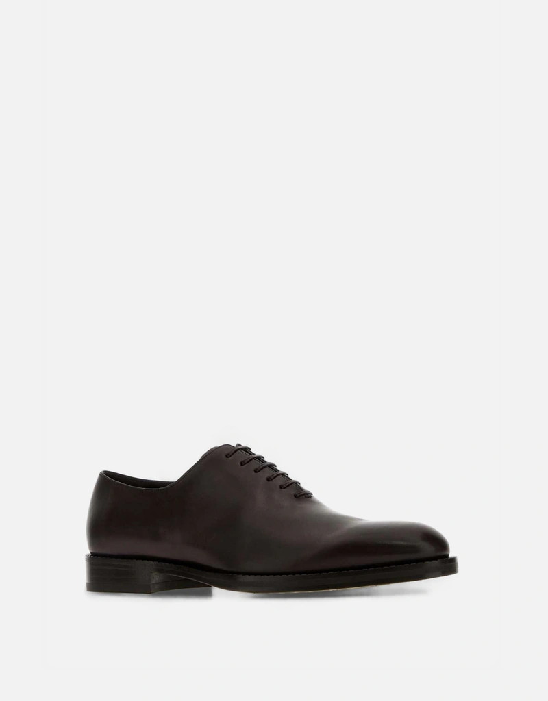 Salvatore Ferragamo メンズダークブラウンカーフスキンレザー レース