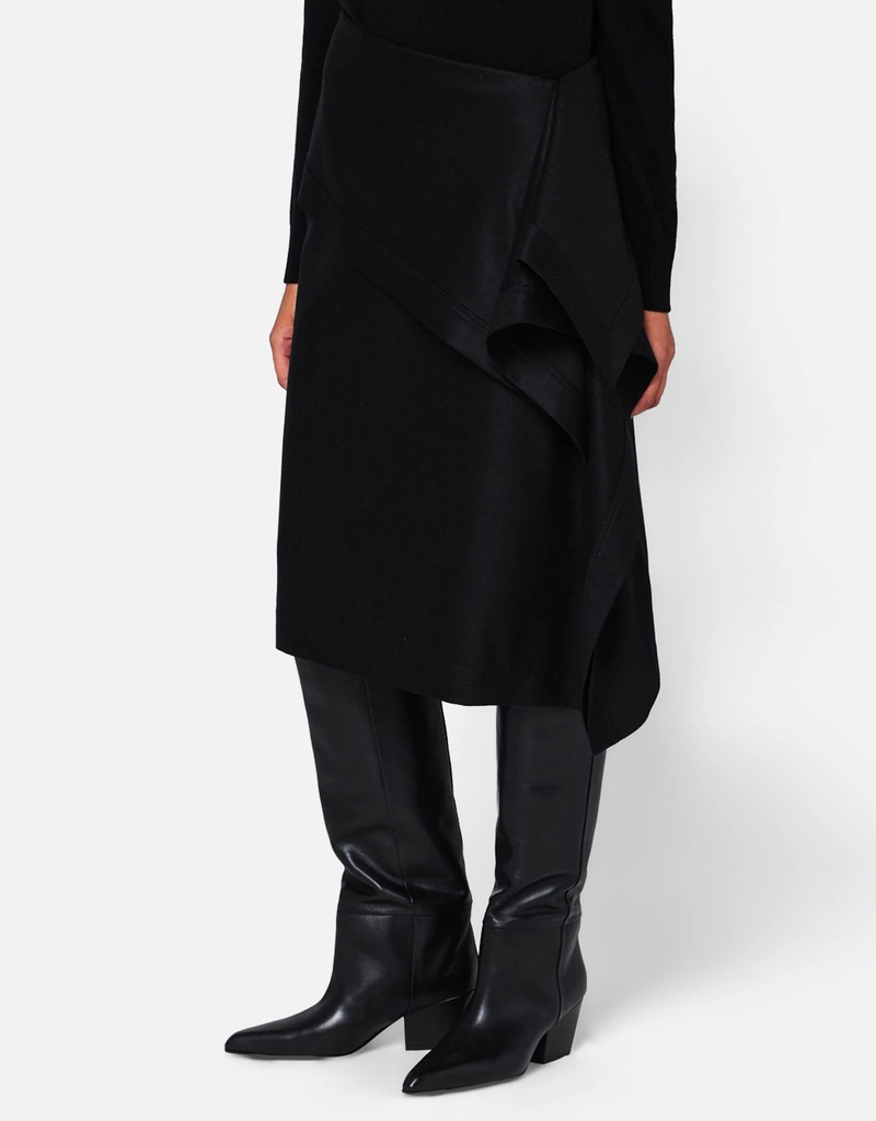 Salvatore Ferragamo アシンメトリー ブラック ウールスカート (ドレス
