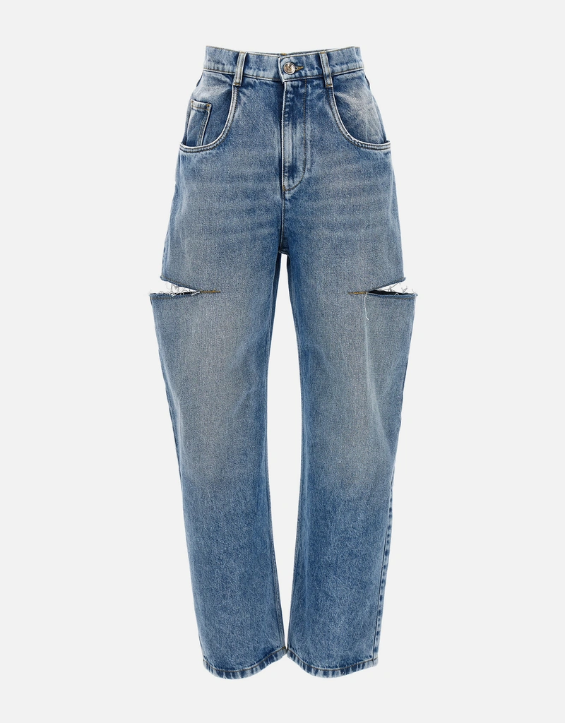 Maison Margiela コットンカットアウトハイウエストストレートジーンズ