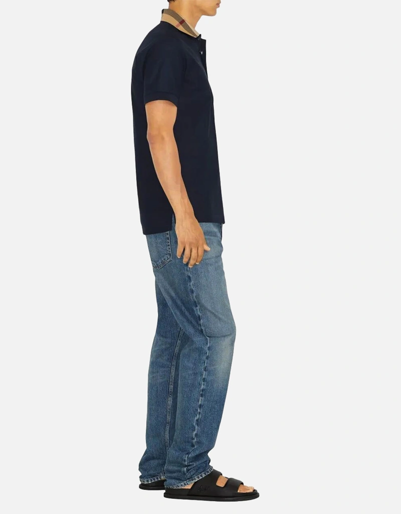 Burberry メンズ チェックカラー コットン スリムフィット ポロシャツ