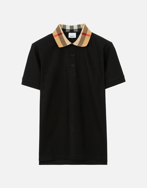 Burberry メンズ チェックカラー コットン スリムフィット ポロシャツ