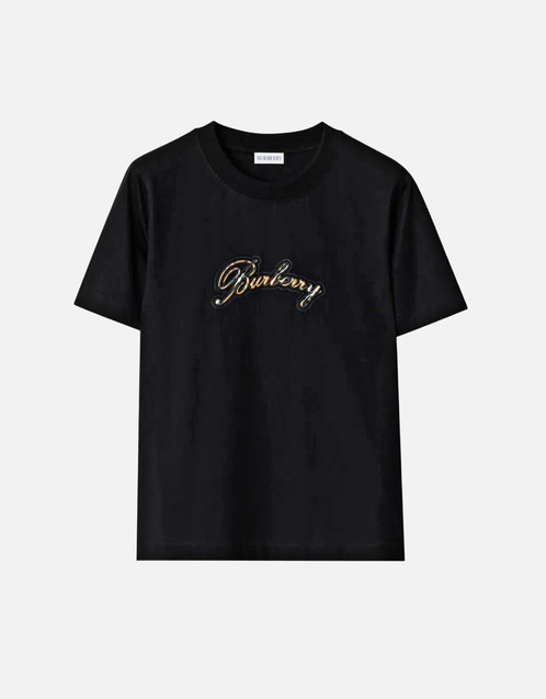 Burberry チェックカーブスロゴコットンTシャツ (すべての新品) IFCHIC.COM