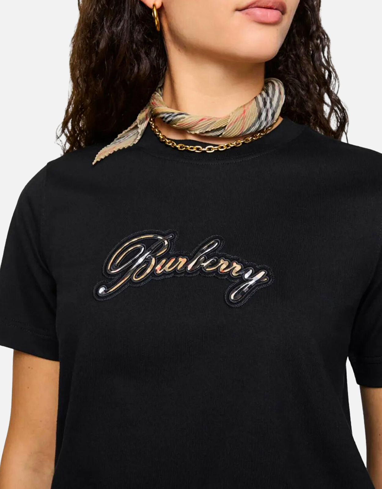 Burberry チェックカーブスロゴコットンTシャツ (すべての新品) IFCHIC.COM