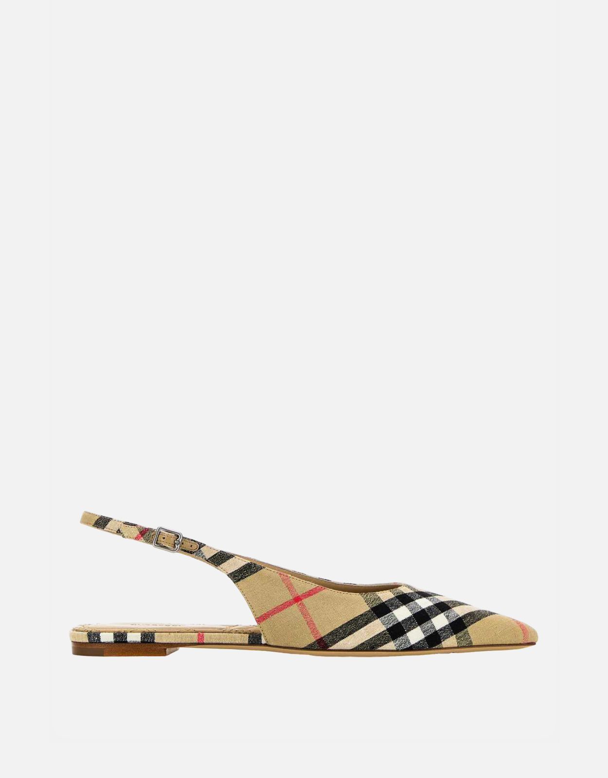 BURBERRY ノバチェック リボン ミュール 23cm ポインテッドトゥ Burberry チェック柄 リネン ポインテッドトゥ スリングバック バレエ