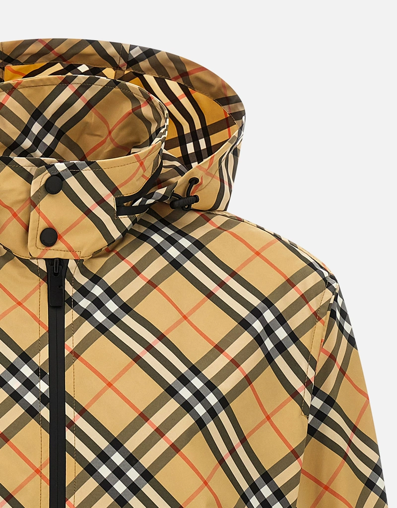 Burberry メンズ Markham ポリエステル チェック スタンドカラー