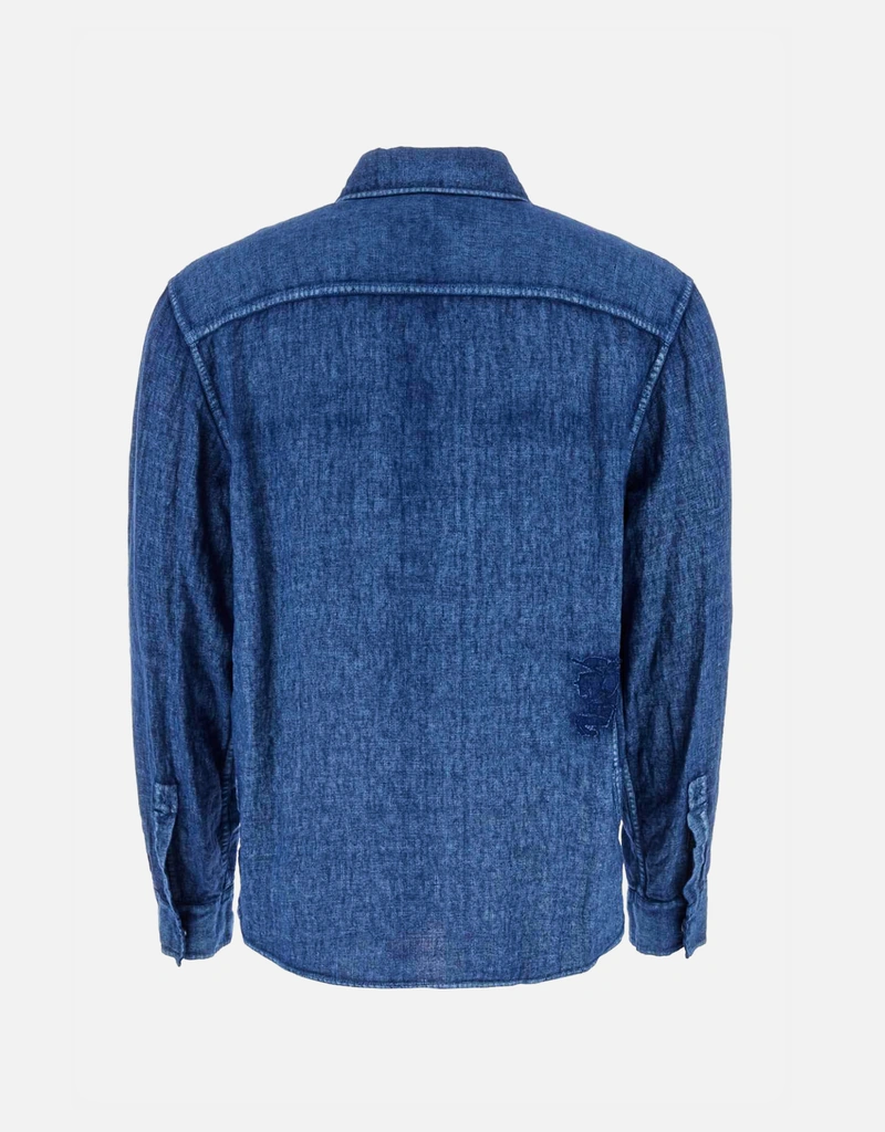 Burberry メンズ デニムブルー リネンシャツ () IFCHIC.COM