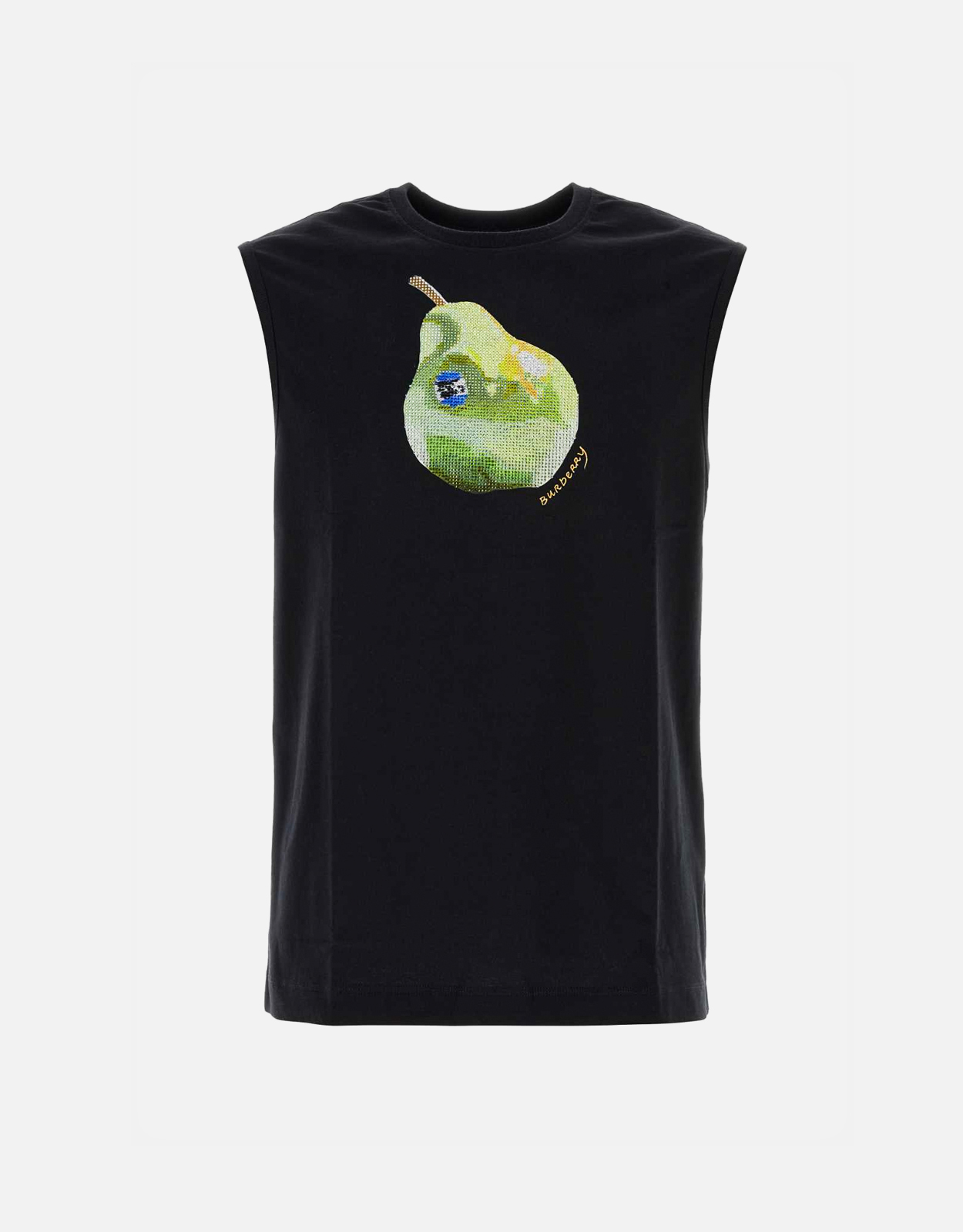 Burberry メンズブラックストレッチコットンロゴプリントタンクトップ