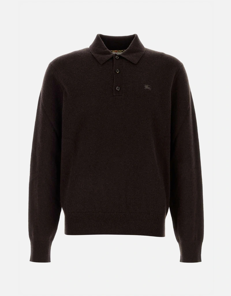Burberry メンズカシミヤ混紡スリムフィット長袖ポロシャツ (すべての