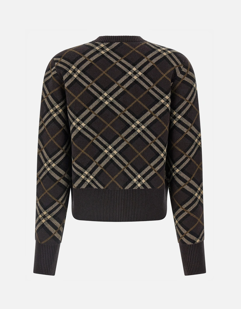 Burberry ウールカシミヤジョルジェットチェッククルーネック