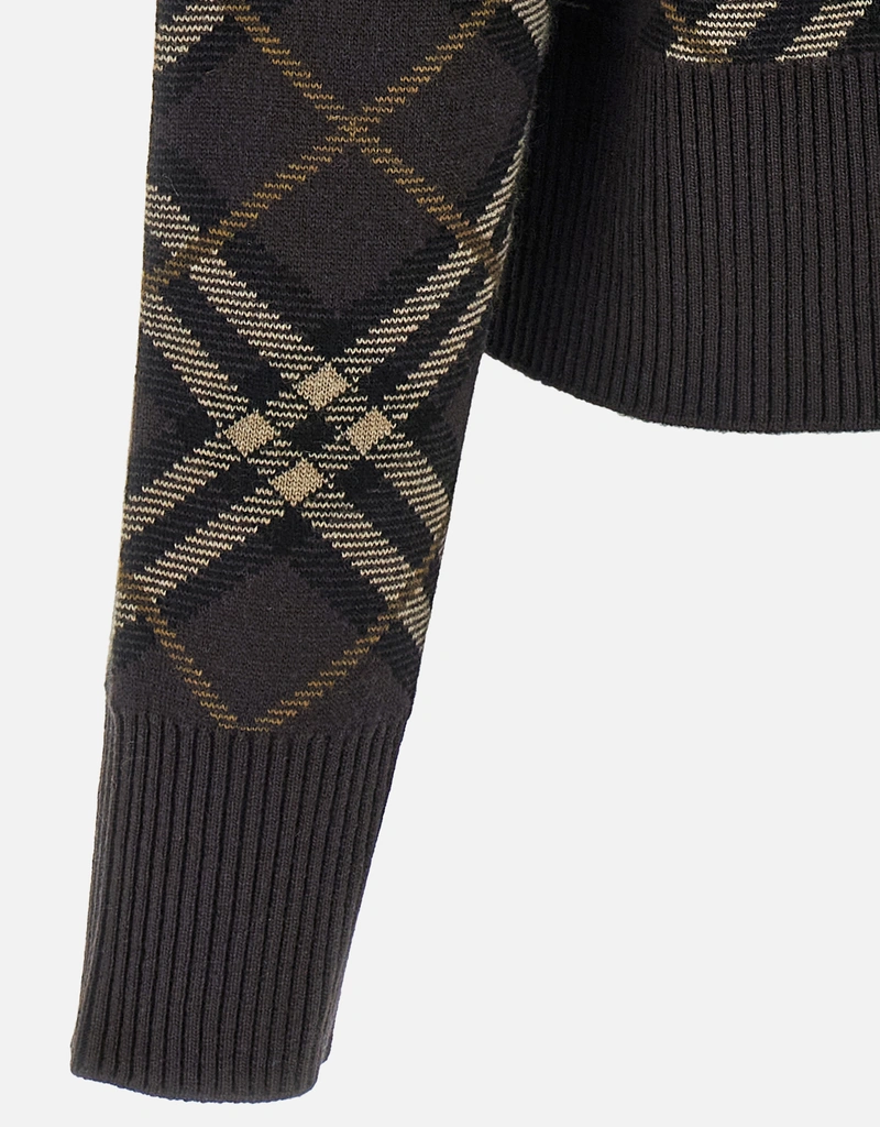 Burberry ウールカシミヤジョルジェットチェッククルーネック