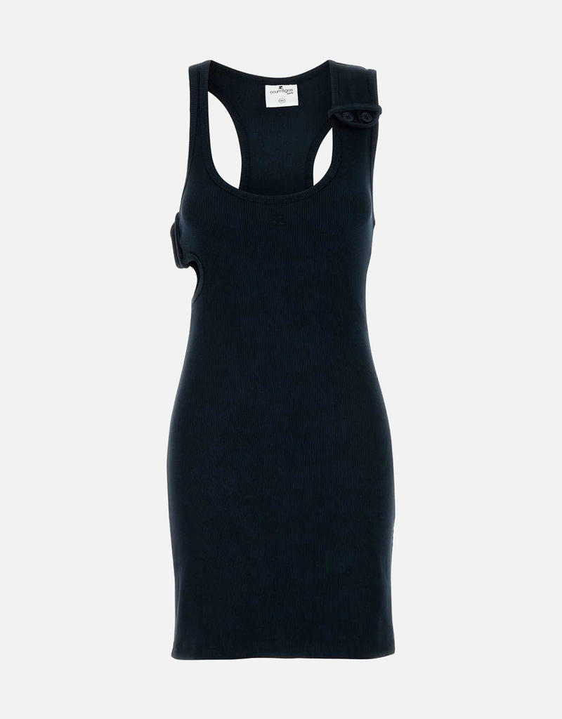 Courreges Black Cotton Fitted Mini Dress () IFCHIC.COM