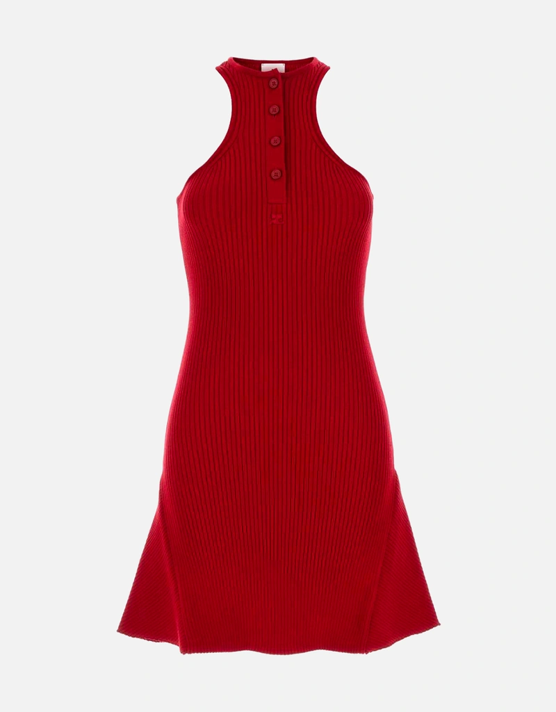 slim fit dress slacks Hatch The Odette Ribbed Midi Dress in Burgundy main image 1