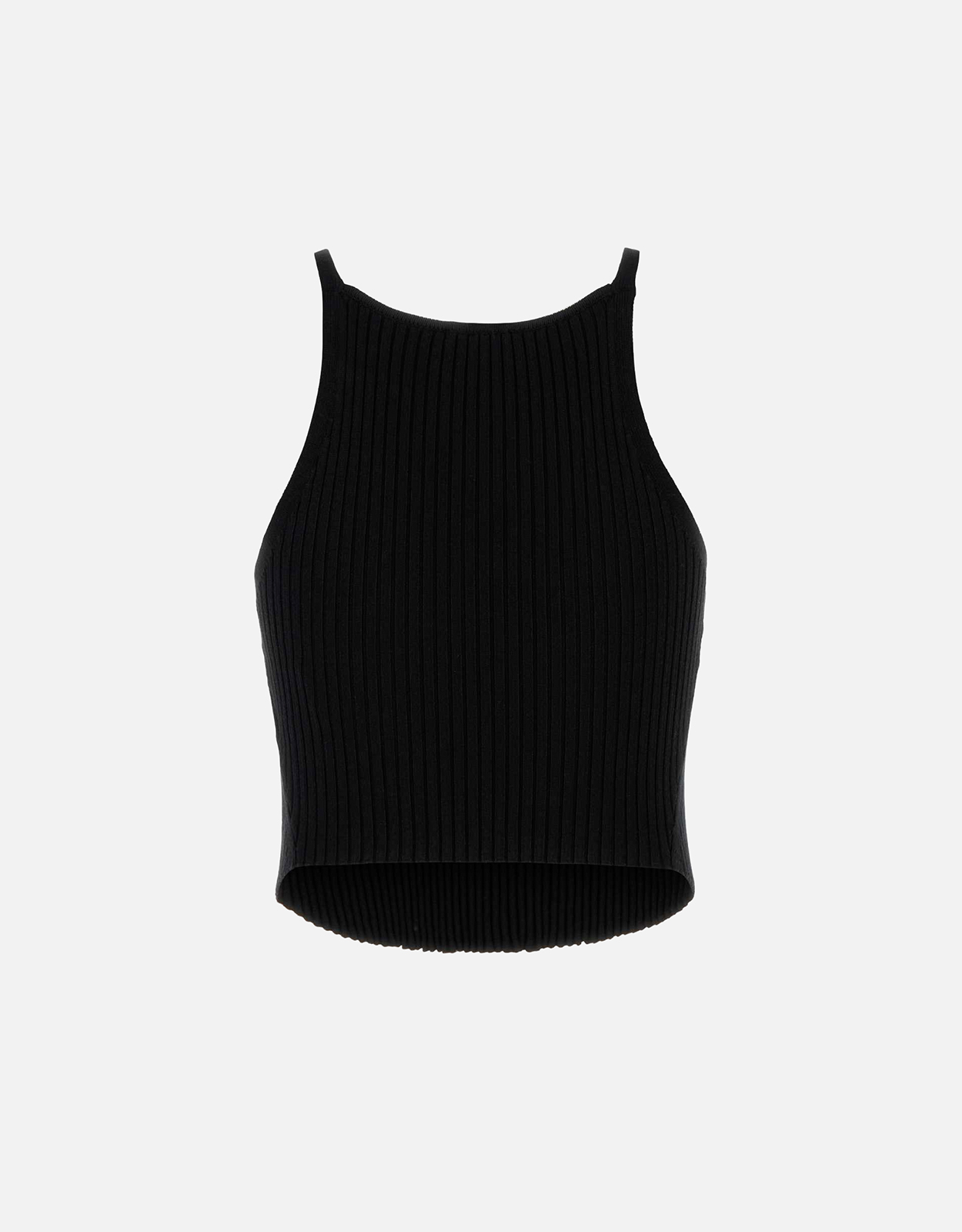 Courreges レースバックタンクトップ ビスコース混紡 ロゴパッチ リブ