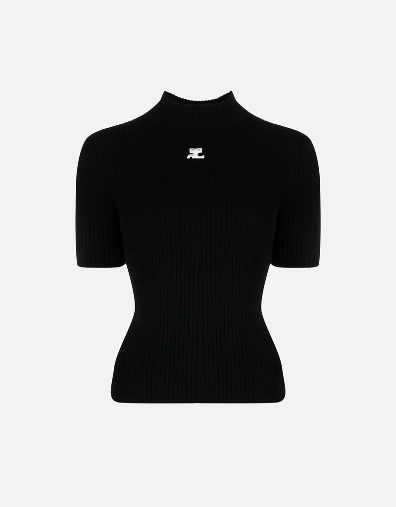 Courreges Reedition 半袖リブ編みニットセーター (すべての新品