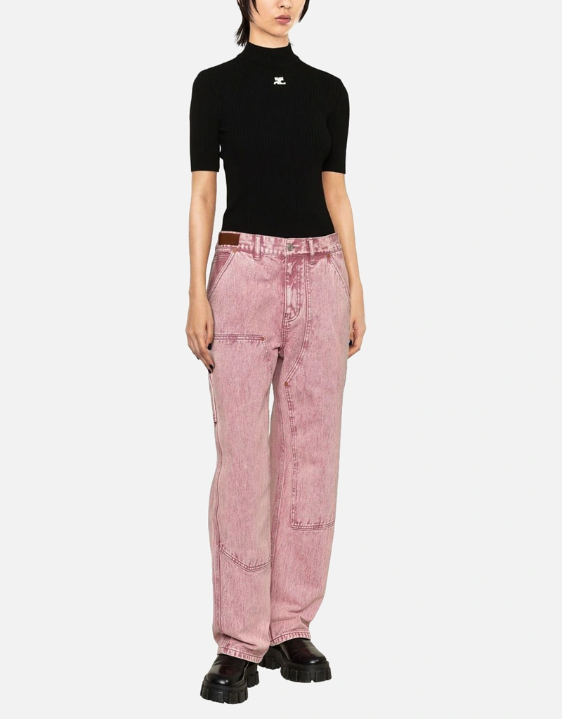 Courreges Reedition 半袖リブ編みニットセーター (すべての新品