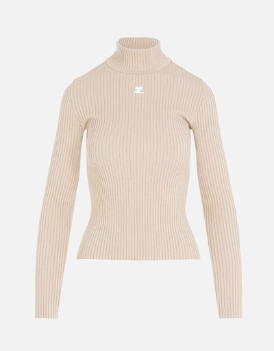Courreges Re-Editionリブニットモックネックセーター (すべての新品