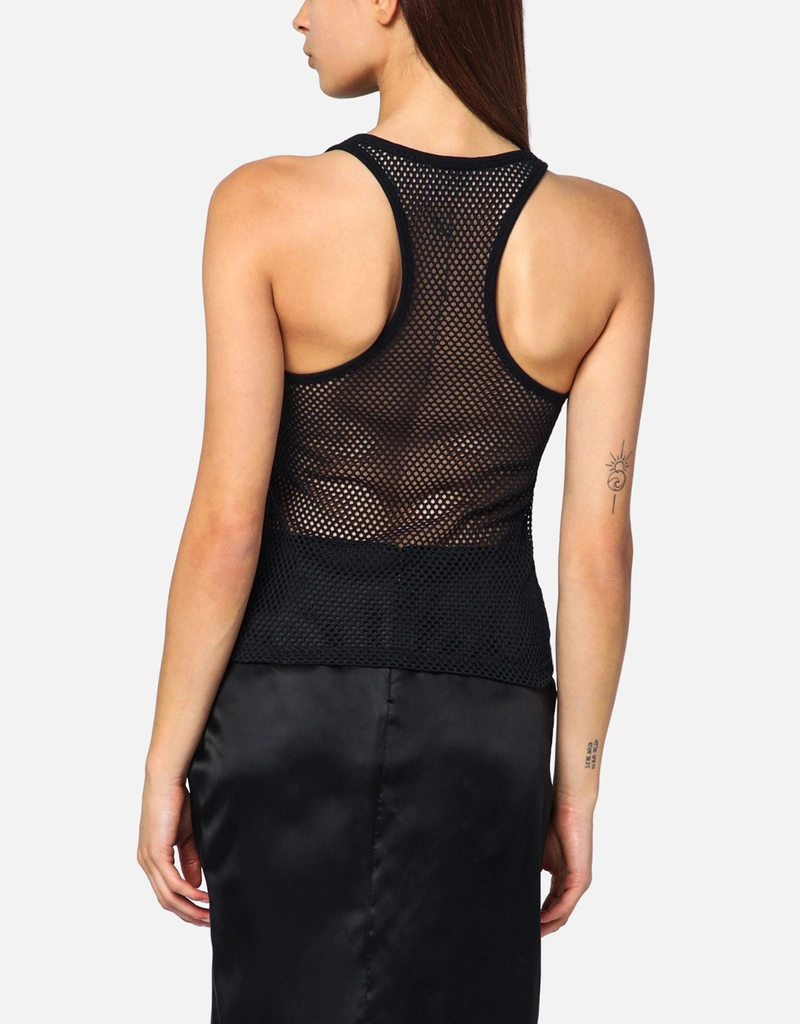 Courreges コットン製ブラックメッシュタンクトップ (トップス) IFCHIC.COM