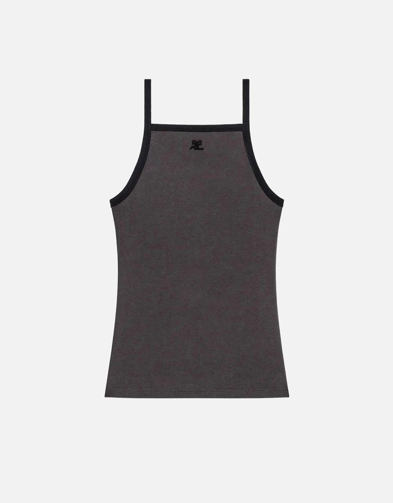 クレージュ ロゴ コットン コントラストタンクトップ キャミソール S