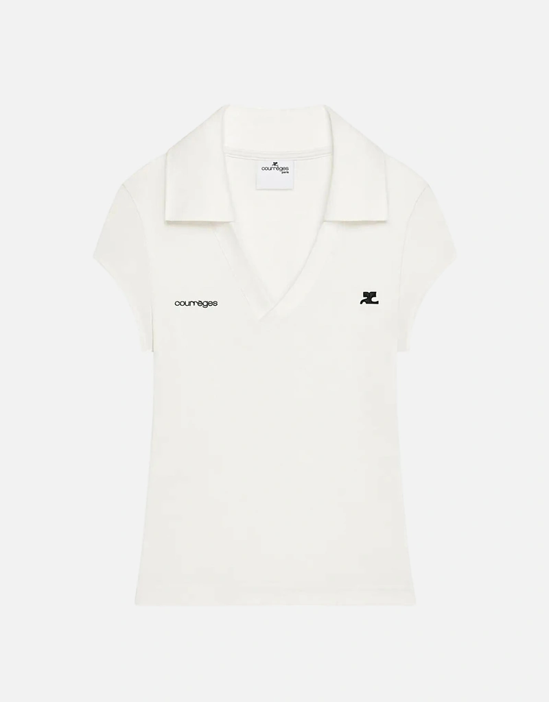 Courreges コットンクロップドポロシャツ (すべての新品) IFCHIC.COM