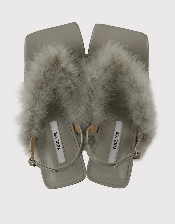 Odette Feather Flip Flop High-Heeled Sandals
