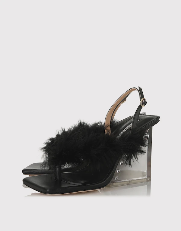 Odette Feather Flip Flop High-Heeled Sandals