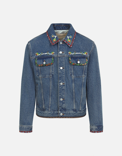 Valentino Garavani メンズデニムビーズ刺繍コットンジャケット