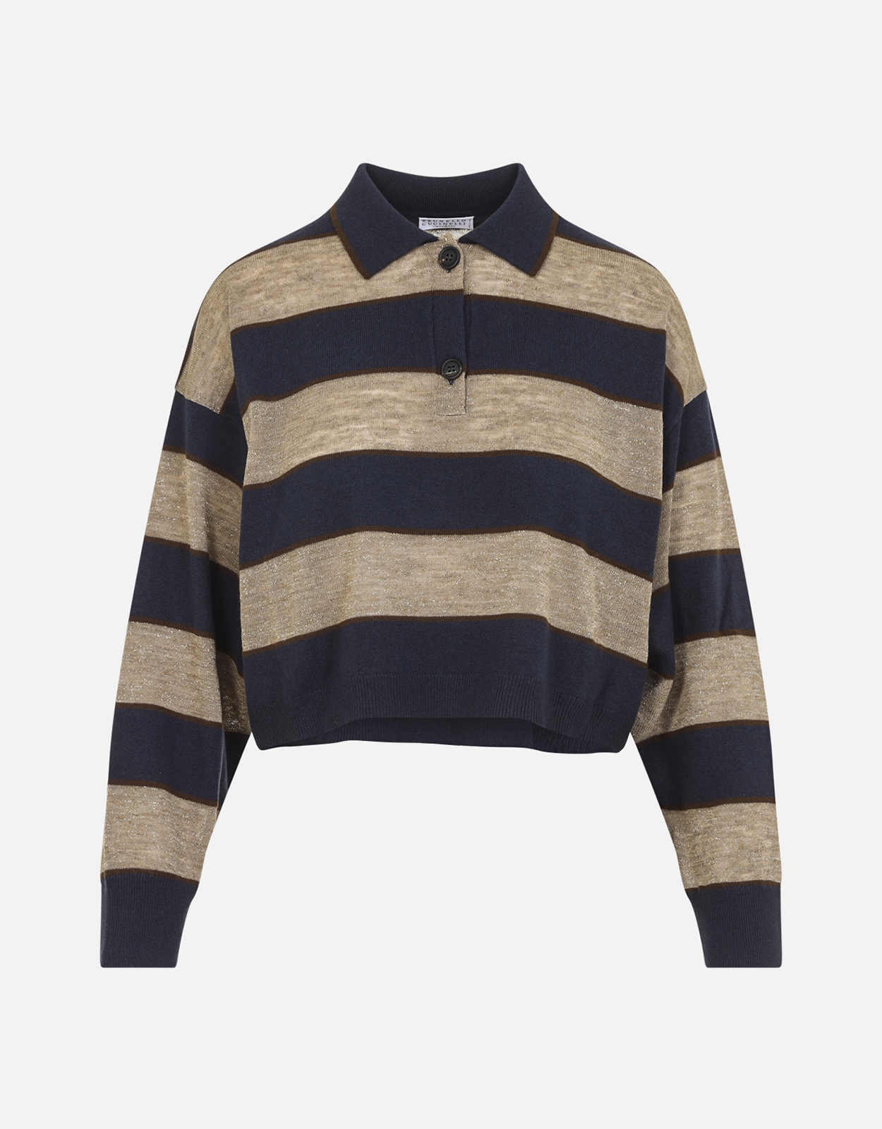 Brunello Cucinelli ジャージー美麗奴羊毛カシミヤシルクストライプ