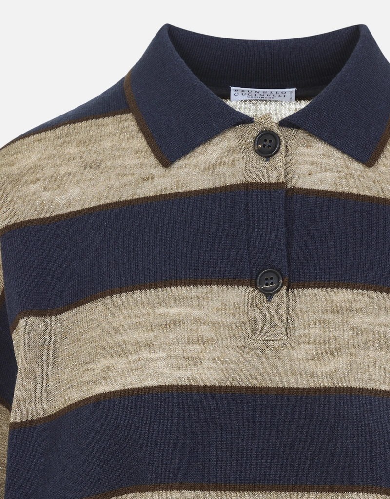 Brunello Cucinelli ジャージー美麗奴羊毛カシミヤシルクストライプ