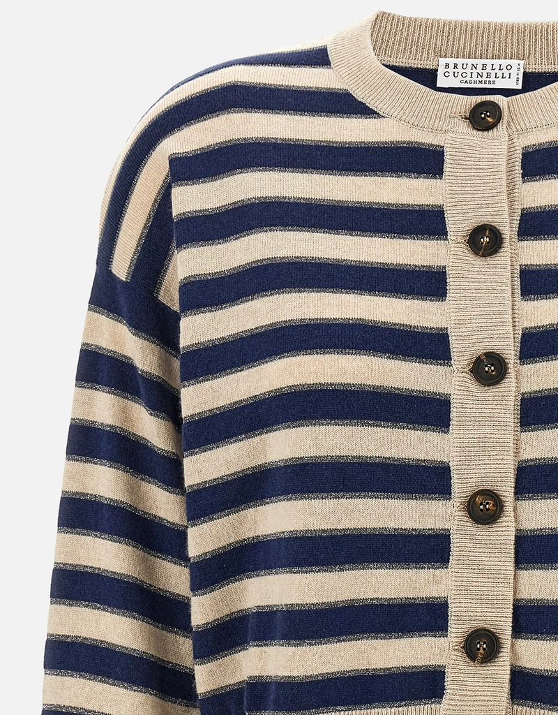 Brunello Cucinelli カシミヤ スパークリングストライプ カーディガン