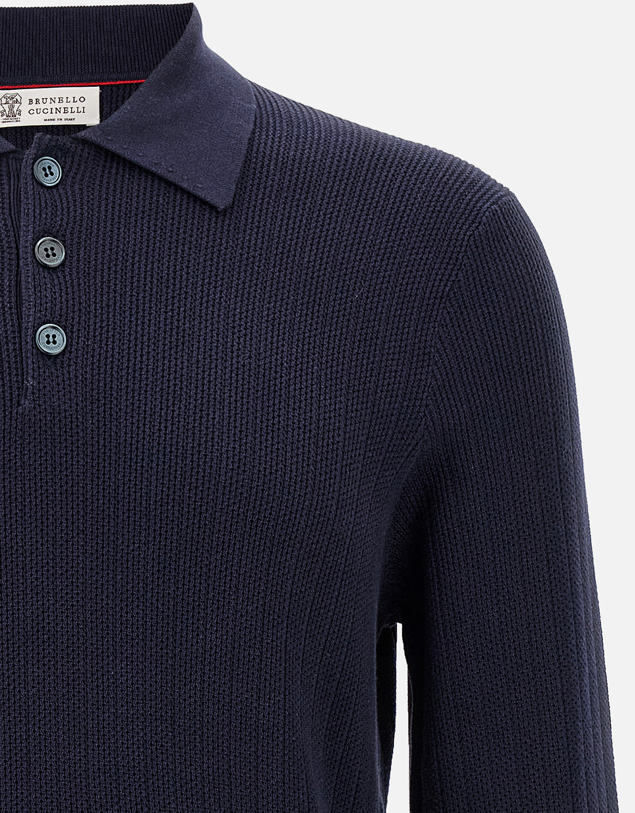 Brunello Cucinelli メンズ コットン リブニット ポロシャツ (すべての