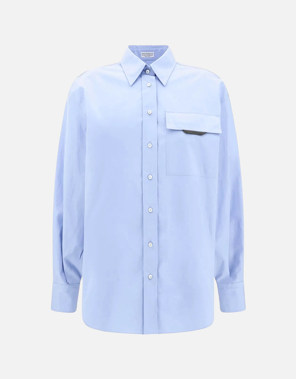 Brunello Cucinelli シャイニーディテールコットンシャツ ポケット付き