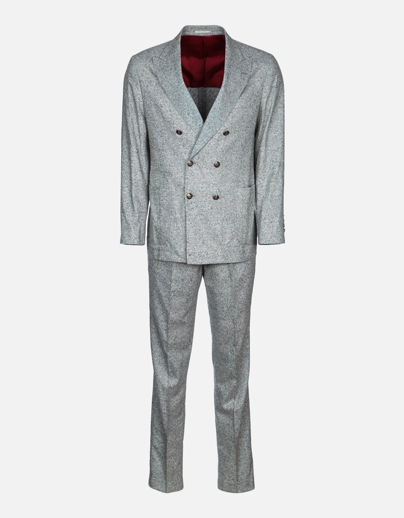 Brunello Cucinelli メンズシャークスキンウールカシミヤスーツ