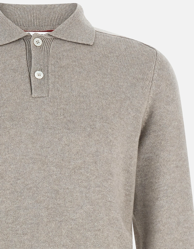 BRUNELLO CUCINELLI ポロシャツ ベージュ 綿100% 上90 BRUNELLO