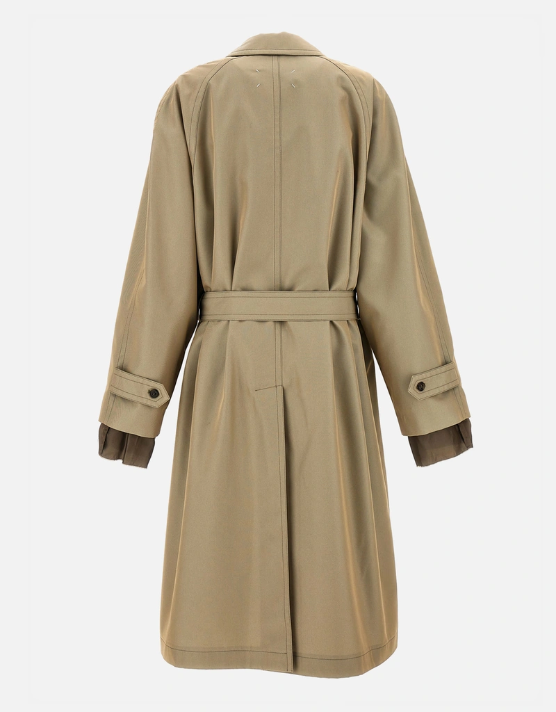 Maison Margiela メンズ虹色綿混長袖シングルブレストトレンチコート