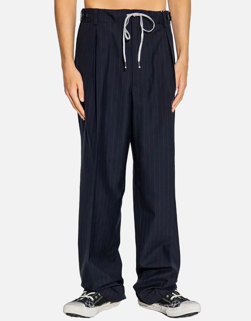 メゾンマルジェラ ネイビー スラックス ドローストリング付き メゾン