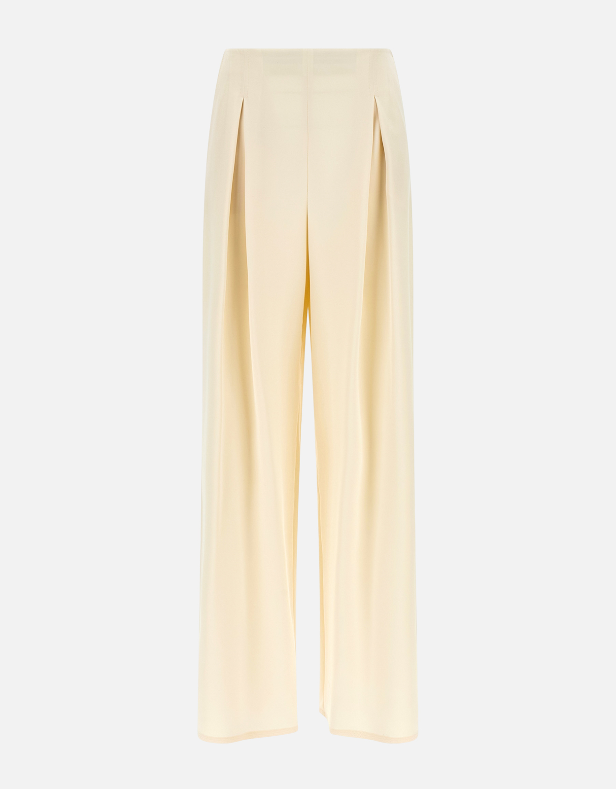 MaxMara アイボリー プリーツカジュアルパンツ Max Mara シルクワイドストレートレッグプリーツパンツ (すべての新品