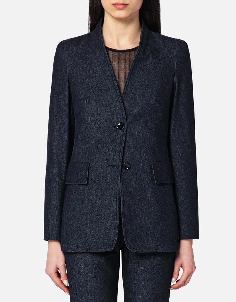 Max Mara ミッドナイトブルーコットンデニム風ジャケット (すべての