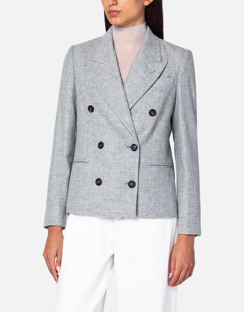 Brunello Cucinelli グレー ダブルブレスト ウールジャケット (すべて