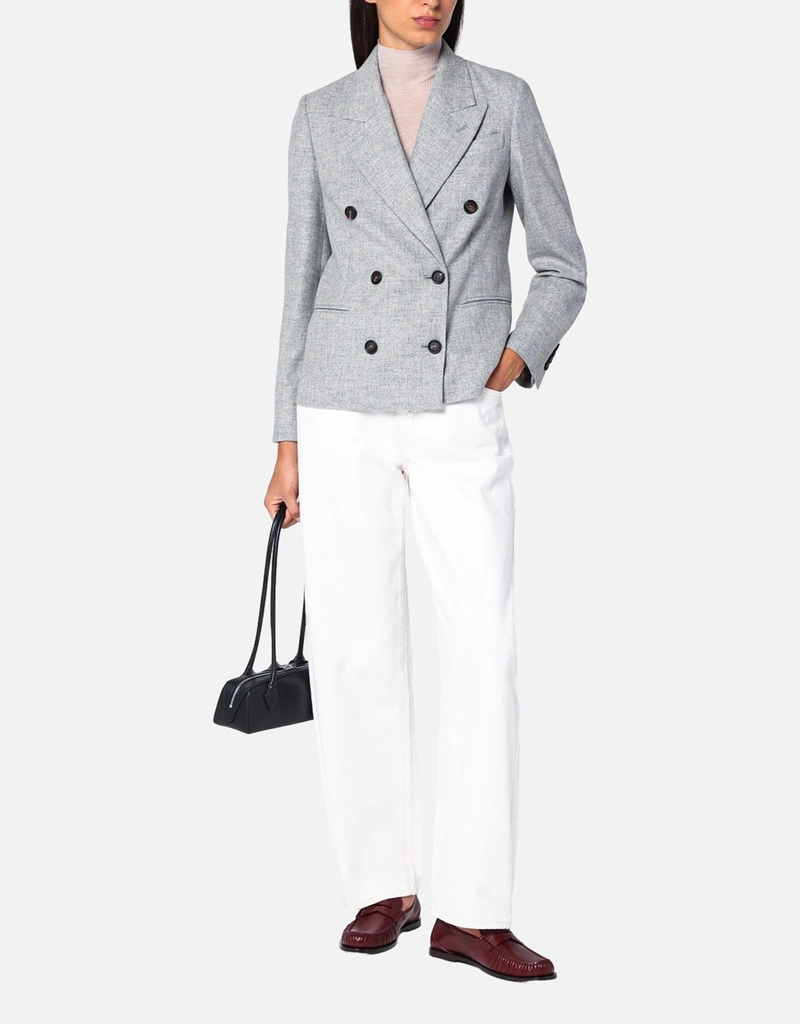 Brunello Cucinelli グレー ダブルブレスト ウールジャケット (すべて