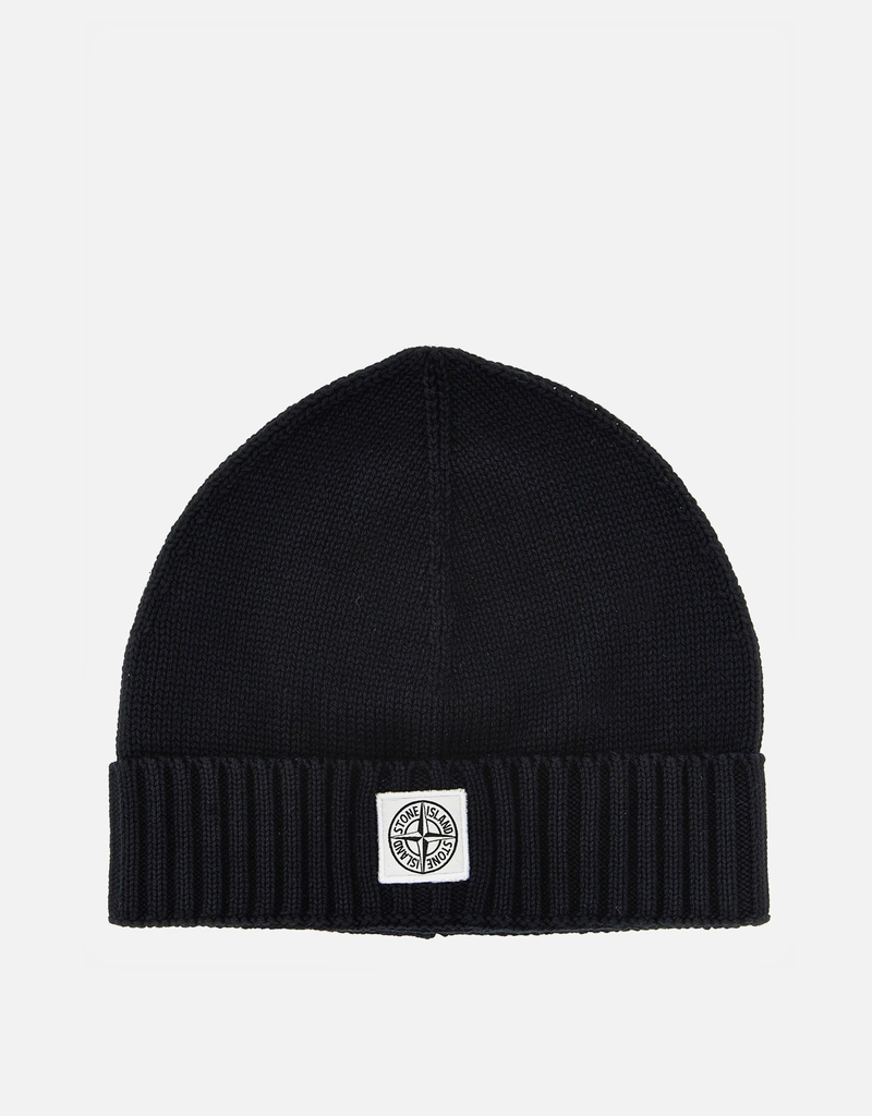 Stone Island Kids キッズ ソフトコットン ロゴパッチニットキャップ