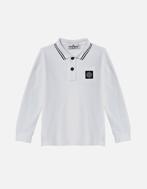 Stone Island Kids キッズ ホワイト コットン ポロシャツ (男の子（4