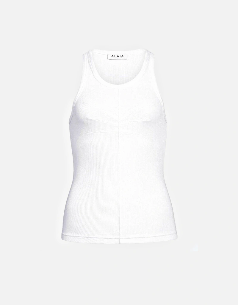 新品ALAÏA ホワイト タンクトップ　値下げ中‼️ ALAÏA コットン タンクトップ (すべての新品) IFCHIC.COM