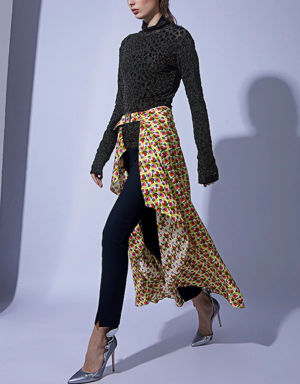 Alexis Baxter 幾何印花高低裙擺圍式長裙