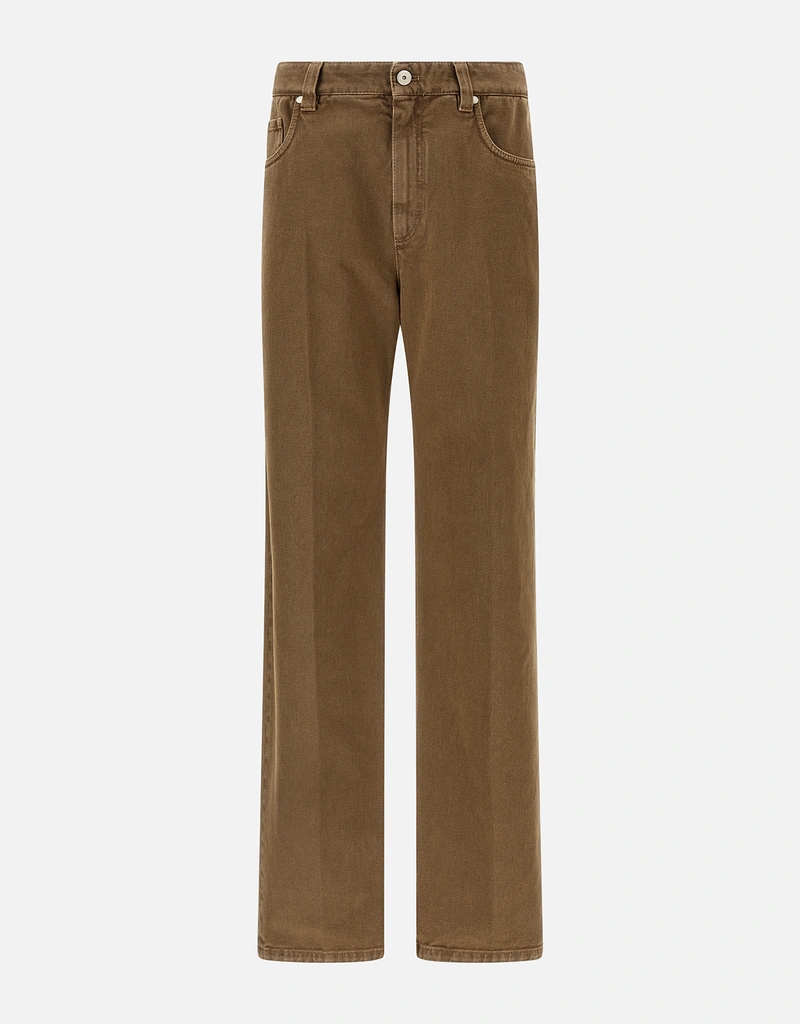 Brunello Cucinelli デニムミディアムウエストストレートレッグパンツ
