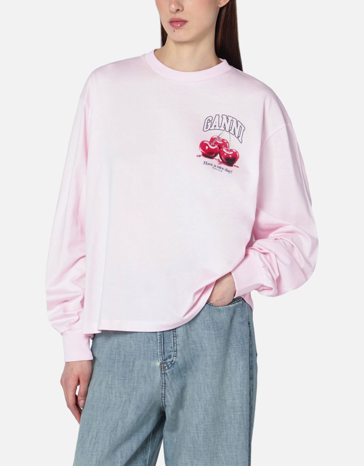 Ganni Logo Printed Cotton Top (Tops) IFCHIC.COM
