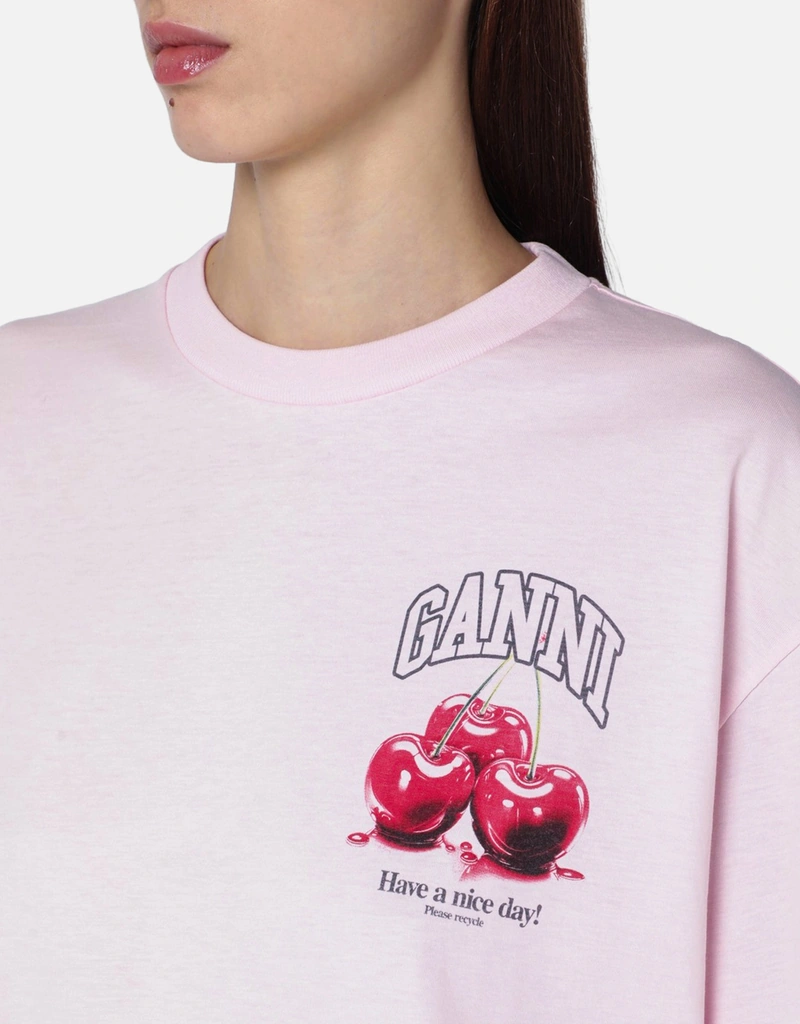 Ganni Logo Printed Cotton Top (Tops) IFCHIC.COM