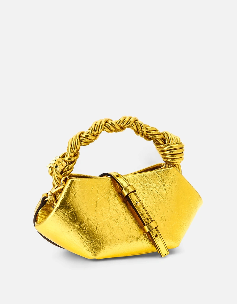GANNI Occasion ゴールド 巾着　ショルダーバッグ　金色　メタリック Ganni Bou Mini Metallic Crossbody Bag () IFCHIC.COM