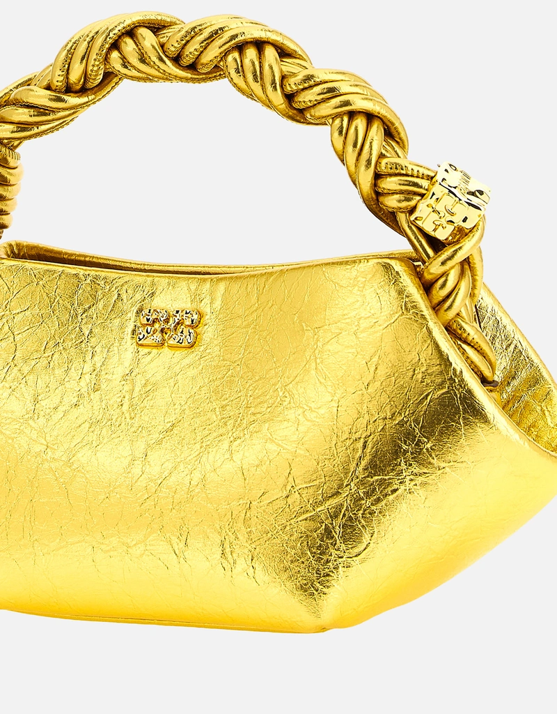 GANNI Occasion ゴールド 巾着　ショルダーバッグ　金色　メタリック GANNI Women's' Occasion Knot Handbag in Gold | LN-CC®
